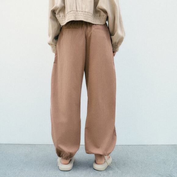 ZARA BLOGGER FAVORITE NYLON BLEND PARACHUTE PANTS - Picture 7 of 12